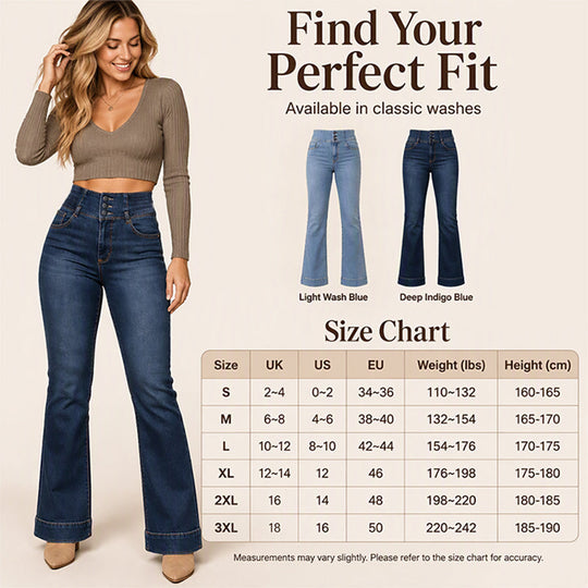 👖 Retro Flare Look, All-Day Stretch Comfort | Women's Elastic High-Waist Flare Jeans