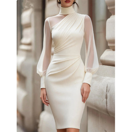 Women's Mock Neck Mesh Bodycon Dress