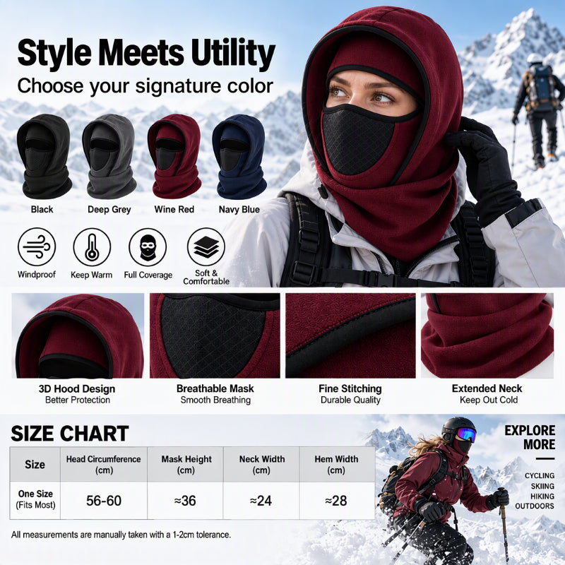 ❄️ Wind-Blocking Warmth, Full Face & Neck Coverage | Windproof Thermal Balaclava Face Mask