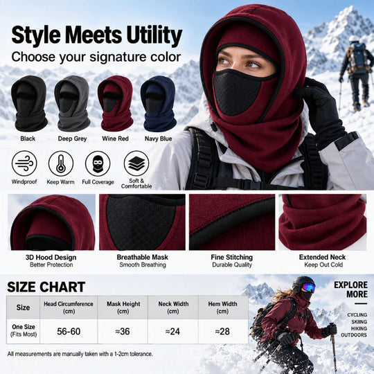 ❄️ Wind-Blocking Warmth, Full Face & Neck Coverage | Windproof Thermal Balaclava Face Mask