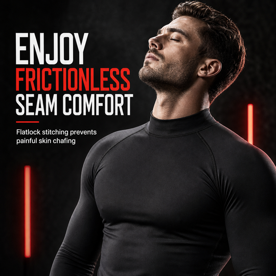 Men's Winter Thermal Fabric Lined Compression Long Sleeve T-Shirt High Neck Sports Running Training Base Layer