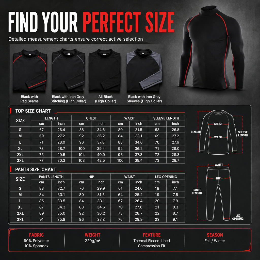 Men's Winter Thermal Fabric Lined Compression Long Sleeve T-Shirt High Neck Sports Running Training Base Layer