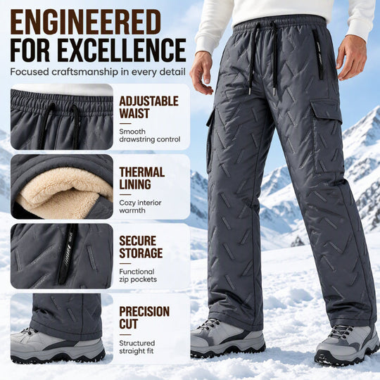 🏕️ Clean Cargo Look, Toasty Lined Comfort | Men's Winter Plush-Lined Cargo Pants