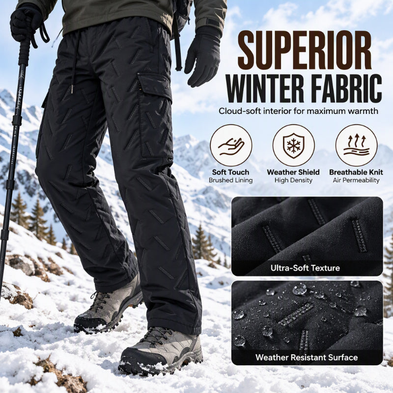 🏕️ Clean Cargo Look, Toasty Lined Comfort | Men's Winter Plush-Lined Cargo Pants