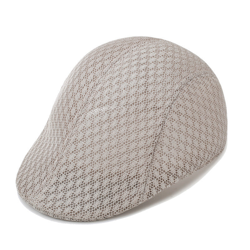 UPF50+ Mesh Flat Cap Men Breathable Duckbill Beret 56-58cm